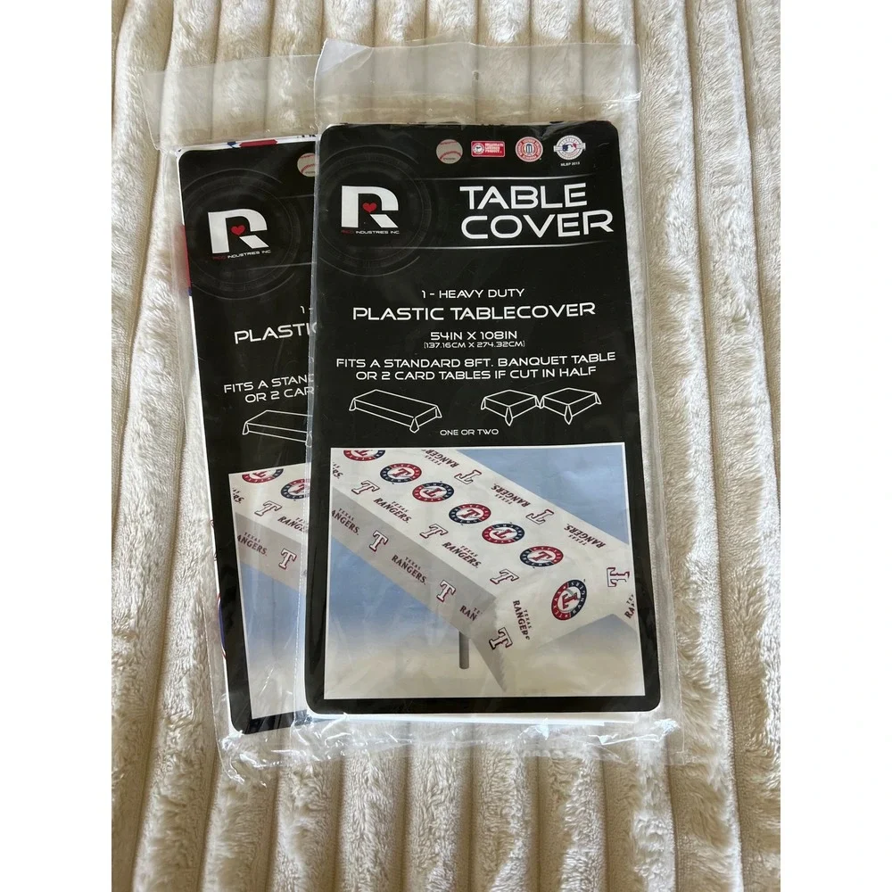 Texas Rangers MLB Baseball Plastic Table Cover Banquet Table 54‎ x 108 2 PACK